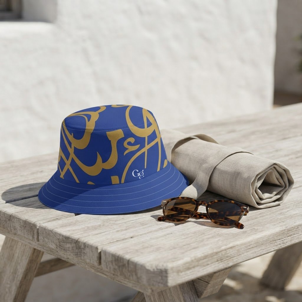 Sombrero Bucket Hat Caligrafía Árabe Dorada - Imagen 3